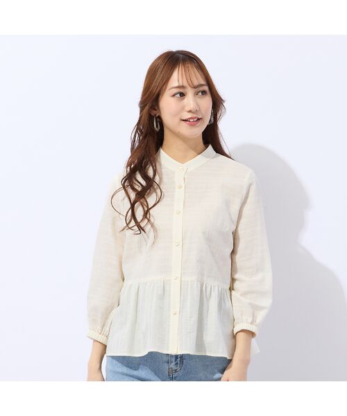 Liliane Burty ECLAT（Sサイズ） / リリアンビューティ エクラ シャツ・ブラウス | 【洗える】播州織カラミレースブラウス（オフ）