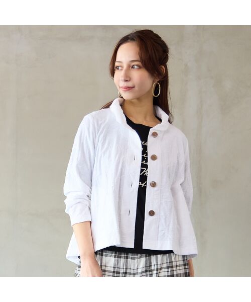 Liliane Burty ECLAT（Sサイズ） / リリアンビューティ エクラ カーディガン・ボレロ | 【洗える・アンサンブル対応】綿ジャカードカーディガン | 詳細2