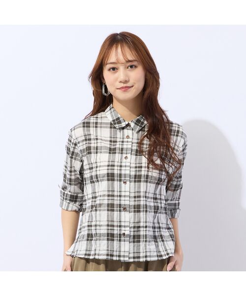 Liliane Burty ECLAT（Sサイズ） / リリアンビューティ エクラ シャツ・ブラウス | 【洗える】コットン先染めチェックブラウス | 詳細1