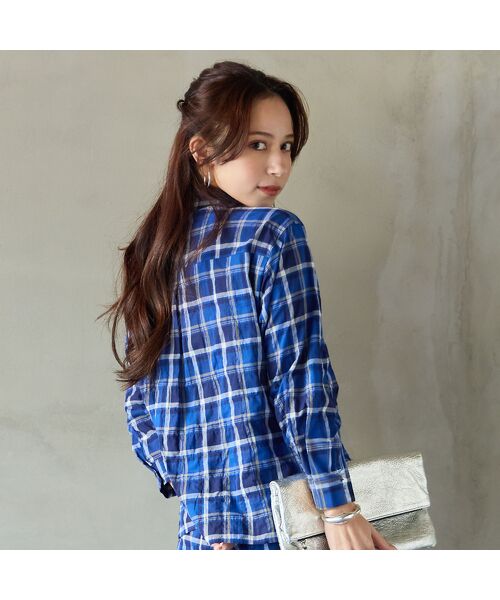 Liliane Burty ECLAT（Sサイズ） / リリアンビューティ エクラ シャツ・ブラウス | 【洗える】コットン先染めチェックブラウス | 詳細10