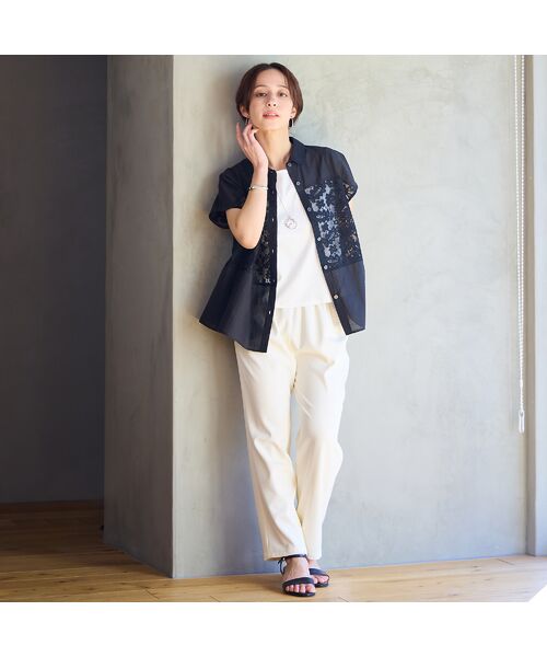 Liliane Burty ECLAT（Sサイズ） / リリアンビューティ エクラ シャツ・ブラウス | 【洗える】ラッセルレースフレンチスリーブブラウス | 詳細10
