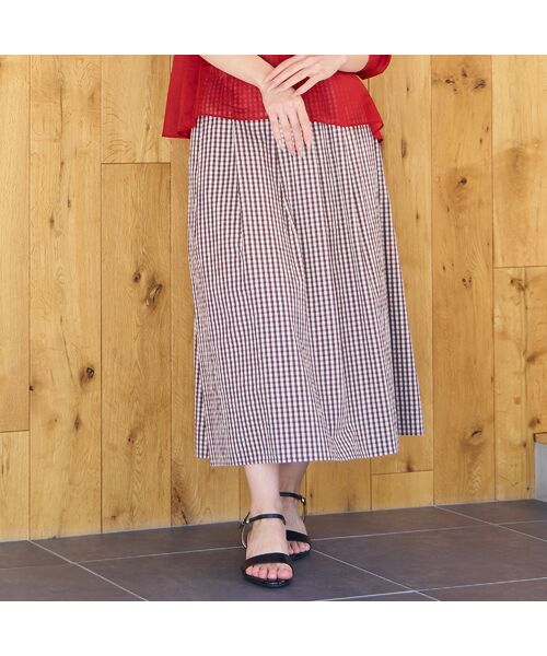 Liliane Burty ECLAT（Sサイズ） / リリアンビューティ エクラ ミニ・ひざ丈スカート | 【洗える】ギンガムチェックオールゴムスカート | 詳細1