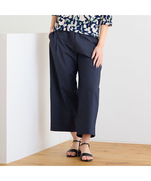 Liliane Burty ECLAT（Sサイズ） / リリアンビューティ エクラ ショート・ハーフ・半端丈パンツ | 【洗える】ナイロンストライプクロップドパンツ | 詳細1