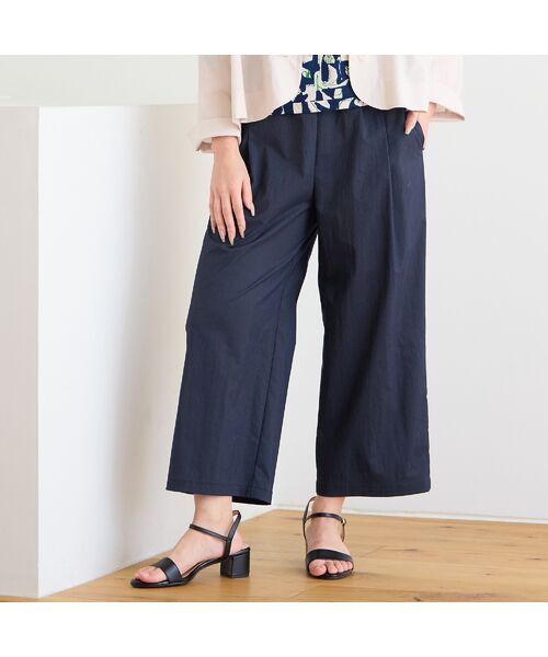 Liliane Burty ECLAT（Sサイズ） / リリアンビューティ エクラ ショート・ハーフ・半端丈パンツ | 【洗える】ナイロンストライプクロップドパンツ | 詳細3