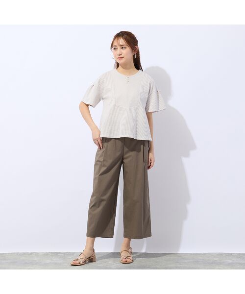 Liliane Burty ECLAT（Sサイズ） / リリアンビューティ エクラ ショート・ハーフ・半端丈パンツ | 【洗える】ナイロンストライプクロップドパンツ | 詳細10