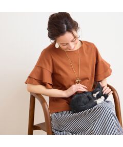 Liliane Burty ECLAT（Sサイズ） / リリアンビューティ エクラ カットソー | 【洗える】フリルスリーブTシャツ