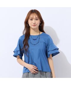 Liliane Burty ECLAT（Sサイズ） / リリアンビューティ エクラ カットソー | 【洗える】フリルスリーブTシャツ