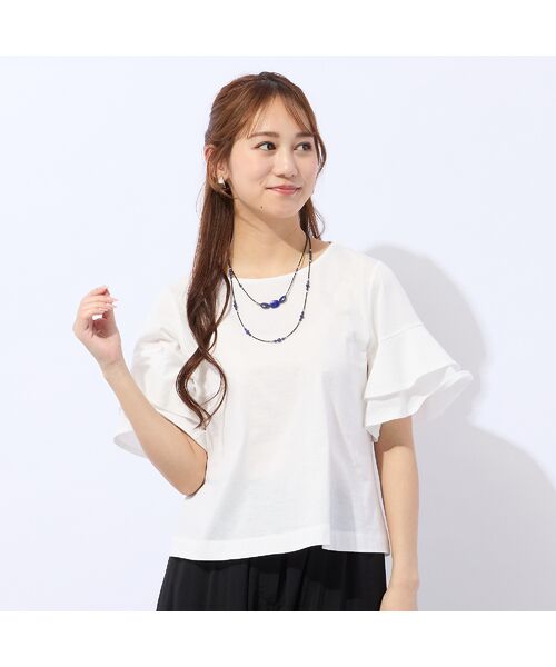 Liliane Burty ECLAT（Sサイズ） / リリアンビューティ エクラ カットソー | 【洗える】フリルスリーブTシャツ | 詳細1