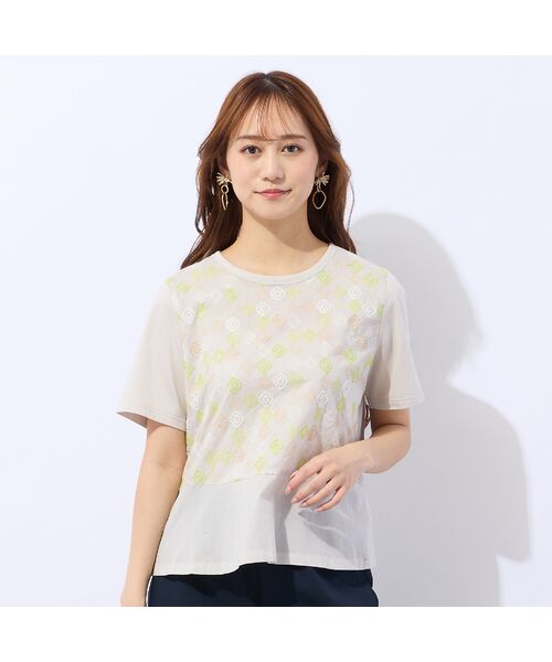 Liliane Burty ECLAT（Sサイズ） / リリアンビューティ エクラ カットソー | 【洗える】ローンワッシャー刺繍Tシャツ | 詳細1