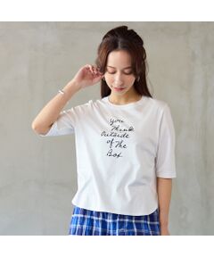 Liliane Burty ECLAT（Sサイズ） / リリアンビューティ エクラ カットソー | 【洗える・接触冷感】ロゴメッセージTシャツ