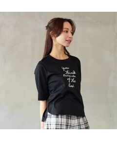 Liliane Burty ECLAT（Sサイズ） / リリアンビューティ エクラ カットソー | 【洗える・接触冷感】ロゴメッセージTシャツ