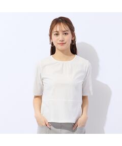 Liliane Burty ECLAT（Sサイズ） / リリアンビューティ エクラ カットソー | 【洗える・接触冷感】綿100％ギャザー半袖Tシャツ