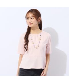 Liliane Burty ECLAT（Sサイズ） / リリアンビューティ エクラ カットソー | 【洗える・接触冷感】綿100％ギャザー半袖Tシャツ