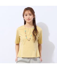 Liliane Burty ECLAT（Sサイズ） / リリアンビューティ エクラ カットソー | 【洗える・接触冷感】綿100％ギャザー半袖Tシャツ