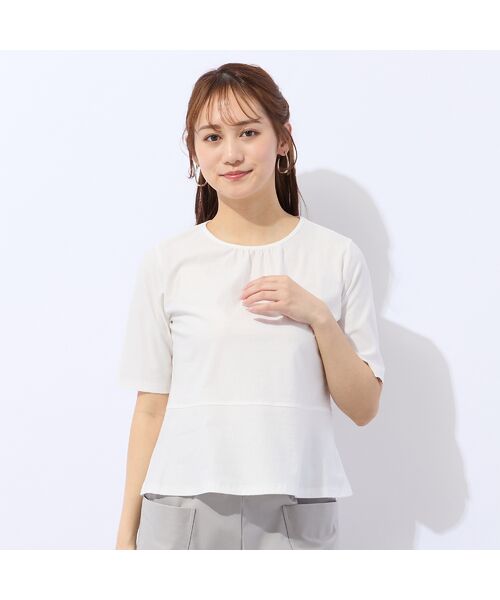 Liliane Burty ECLAT（Sサイズ） / リリアンビューティ エクラ カットソー | 【洗える・接触冷感】綿100％ギャザー半袖Tシャツ | 詳細2