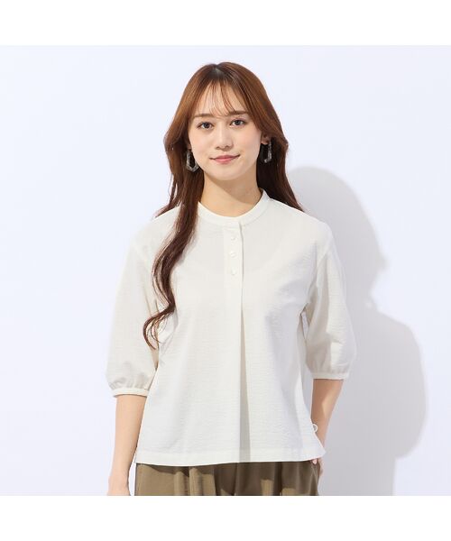 Liliane Burty ECLAT（Sサイズ） / リリアンビューティ エクラ シャツ・ブラウス | 【洗える・接触冷感】ストレッチプルオーバーブラウス（オフ）