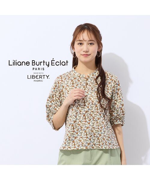 Liliane Burty ECLAT（Sサイズ） / リリアンビューティ エクラ カットソー | 【洗える】リバティプリントプルオーバーTシャツ（ブラウン）