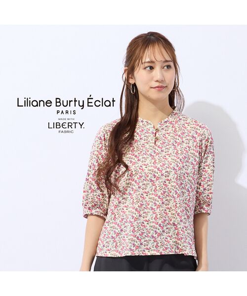 Liliane Burty ECLAT（Sサイズ） / リリアンビューティ エクラ カットソー | 【洗える】リバティプリントプルオーバーTシャツ（ピンク）