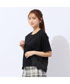 Liliane Burty ECLAT（Sサイズ） / リリアンビューティ エクラ カットソー | 【洗える】メッシュ配色デザインTシャツ