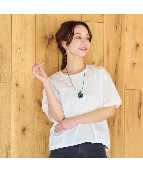 Liliane Burty ECLAT（Sサイズ） / リリアンビューティ エクラ カットソー | 【洗える】メッシュ配色デザインTシャツ | 詳細1