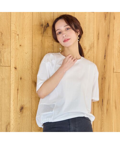 Liliane Burty ECLAT（Sサイズ） / リリアンビューティ エクラ カットソー | 【洗える】メッシュ配色デザインTシャツ | 詳細2