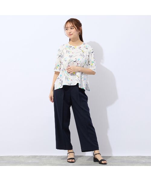 Liliane Burty ECLAT（Sサイズ） / リリアンビューティ エクラ カットソー | 【洗える】イレギュラーヘム幾何プリントTシャツ | 詳細3