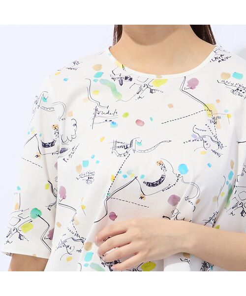 Liliane Burty ECLAT（Sサイズ） / リリアンビューティ エクラ カットソー | 【洗える】イレギュラーヘム幾何プリントTシャツ | 詳細5