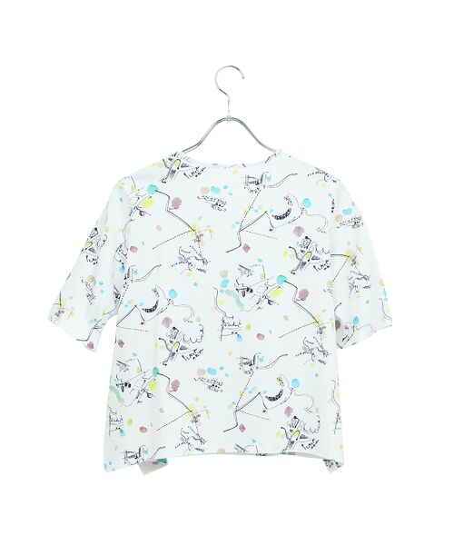 Liliane Burty ECLAT（Sサイズ） / リリアンビューティ エクラ カットソー | 【洗える】イレギュラーヘム幾何プリントTシャツ | 詳細7