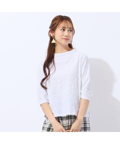 Liliane Burty ECLAT（Sサイズ） / リリアンビューティ エクラ カットソー | 【洗える・アンサンブル対応】綿ジャカードプルオーバーTシャツ