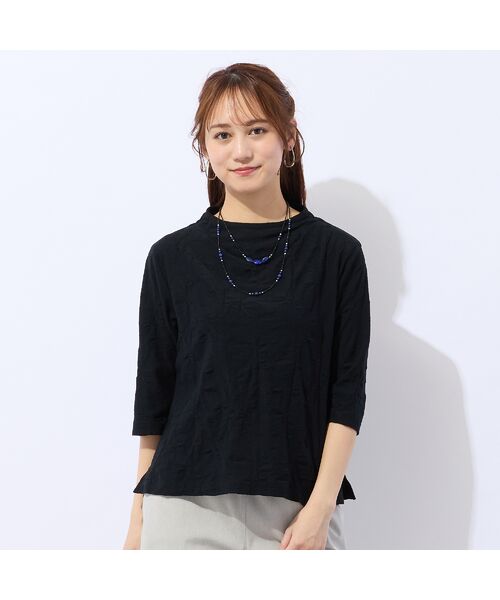 Liliane Burty ECLAT（Sサイズ） / リリアンビューティ エクラ カットソー | 【洗える・アンサンブル対応】綿ジャカードプルオーバーTシャツ | 詳細4