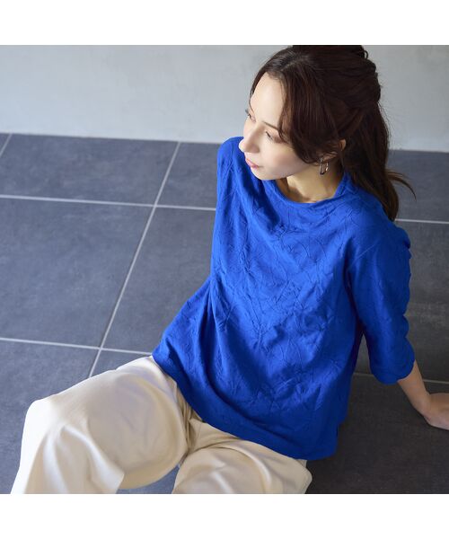 Liliane Burty ECLAT（Sサイズ） / リリアンビューティ エクラ カットソー | 【洗える・アンサンブル対応】綿ジャカードプルオーバーTシャツ | 詳細6