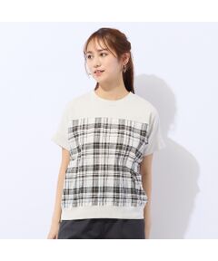 Liliane Burty ECLAT（Sサイズ） / リリアンビューティ エクラ カットソー | 【洗える】コットン先染めチェック×カットソーTシャツ