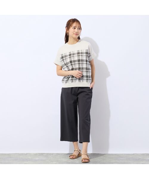 Liliane Burty ECLAT（Sサイズ） / リリアンビューティ エクラ カットソー | 【洗える】コットン先染めチェック×カットソーTシャツ | 詳細2