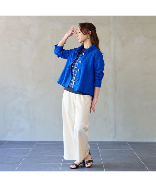 Liliane Burty ECLAT（Sサイズ） / リリアンビューティ エクラ カットソー | 【洗える】コットン先染めチェック×カットソーTシャツ | 詳細8