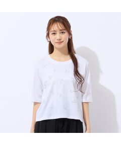 Liliane Burty ECLAT（Sサイズ） / リリアンビューティ エクラ カットソー | 【洗える・接触冷感】スパンコール刺繍Ｔシャツ