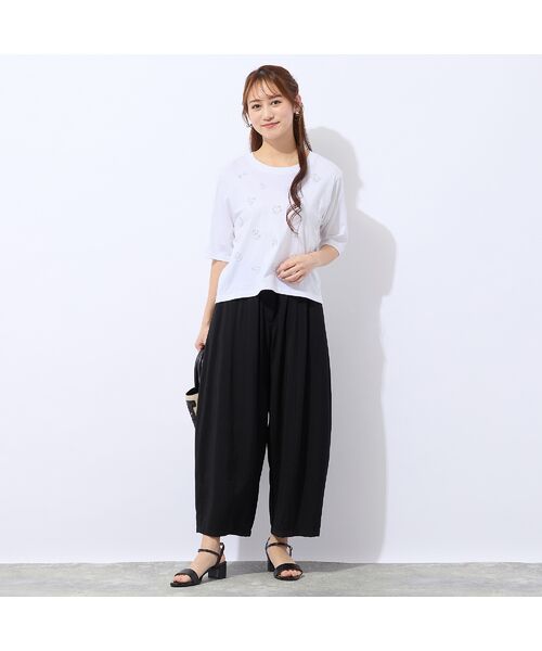 Liliane Burty ECLAT（Sサイズ） / リリアンビューティ エクラ カットソー | 【洗える・接触冷感】スパンコール刺繍Ｔシャツ | 詳細2