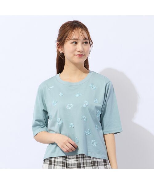 Liliane Burty ECLAT（Sサイズ） / リリアンビューティ エクラ カットソー | 【洗える・接触冷感】スパンコール刺繍Ｔシャツ | 詳細5