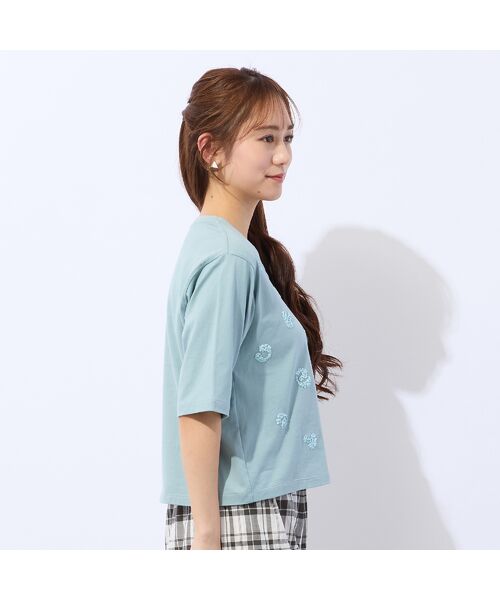 Liliane Burty ECLAT（Sサイズ） / リリアンビューティ エクラ カットソー | 【洗える・接触冷感】スパンコール刺繍Ｔシャツ | 詳細6