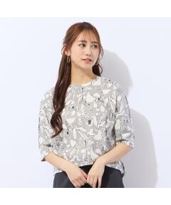 Liliane Burty ECLAT（Sサイズ） / リリアンビューティ エクラ カットソー | 【洗える】幾何プリントプルオーバーTシャツ