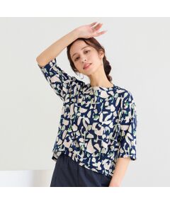 【洗える】幾何プリントプルオーバーTシャツ