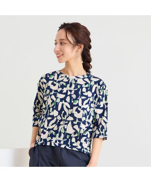 Liliane Burty ECLAT（Sサイズ） / リリアンビューティ エクラ カットソー | 【洗える】幾何プリントプルオーバーTシャツ | 詳細5