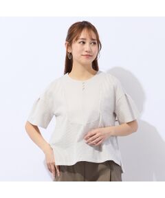 Liliane Burty ECLAT（Sサイズ） / リリアンビューティ エクラ カットソー | 【洗える】シアサッカープルオーバーTシャツ