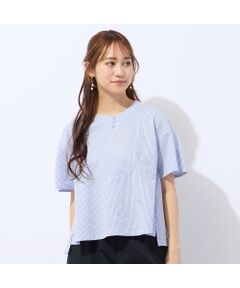 Liliane Burty ECLAT（Sサイズ） / リリアンビューティ エクラ カットソー | 【洗える】シアサッカープルオーバーTシャツ
