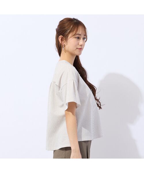 Liliane Burty ECLAT（Sサイズ） / リリアンビューティ エクラ カットソー | 【洗える】シアサッカープルオーバーTシャツ | 詳細3