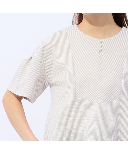 Liliane Burty ECLAT（Sサイズ） / リリアンビューティ エクラ カットソー | 【洗える】シアサッカープルオーバーTシャツ | 詳細6
