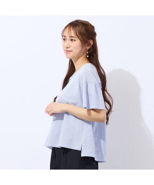 Liliane Burty ECLAT（Sサイズ） / リリアンビューティ エクラ カットソー | 【洗える】シアサッカープルオーバーTシャツ | 詳細7