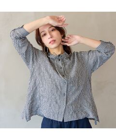 Liliane Burty ECLAT（Sサイズ） / リリアンビューティ エクラ シャツ・ブラウス | 【洗える】コットンシャーリングチェックブラウス
