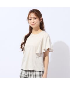 Liliane Burty ECLAT（Sサイズ） / リリアンビューティ エクラ カットソー | 【洗える・接触冷感】ラッフルスリーブTシャツ