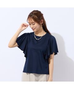 Liliane Burty ECLAT（Sサイズ） / リリアンビューティ エクラ カットソー | 【洗える・接触冷感】ラッフルスリーブTシャツ