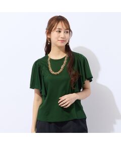 Liliane Burty ECLAT（Sサイズ） / リリアンビューティ エクラ カットソー | 【洗える・接触冷感】ラッフルスリーブTシャツ